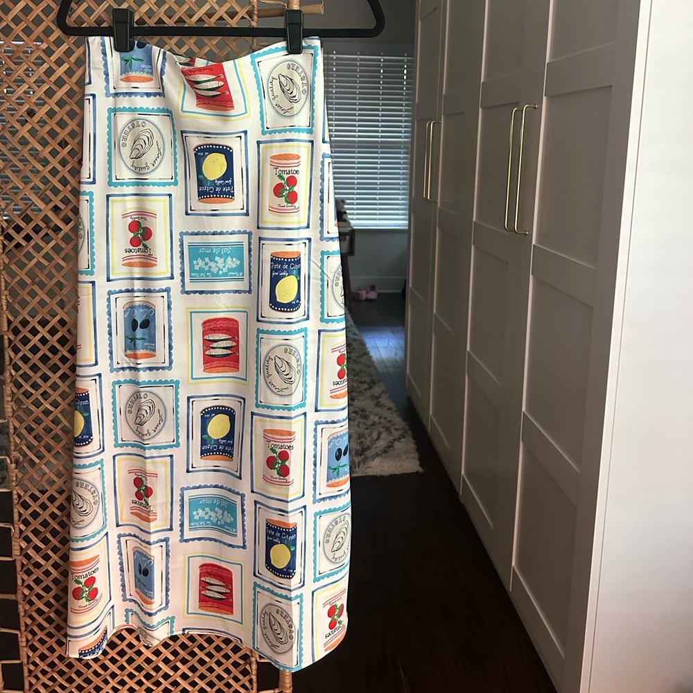 LOFT Sardine Tomato Lemon Print Skirt